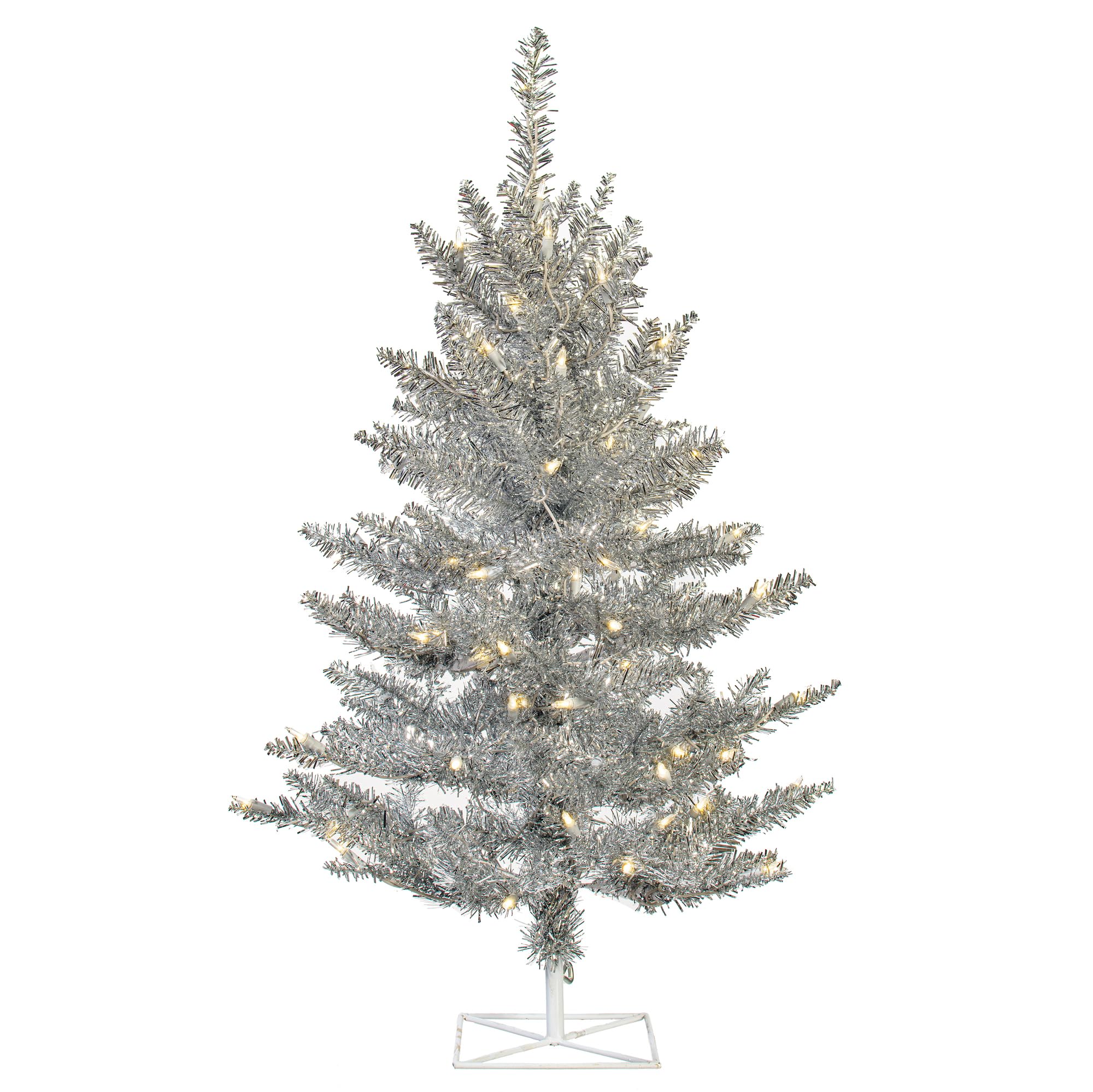 Amazon.com: Vickerman 3' Silver Tinsel Fir Artificial Christmas